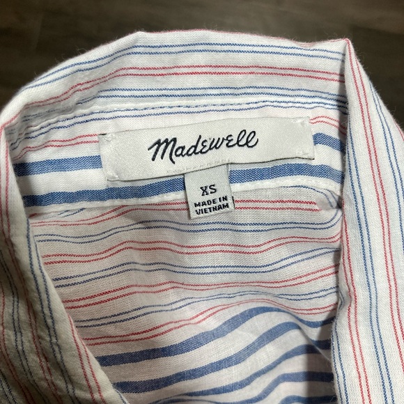 Madewell Front-Tie Button Down Short Sleeve Blouse size xs - Picture 4 of 7